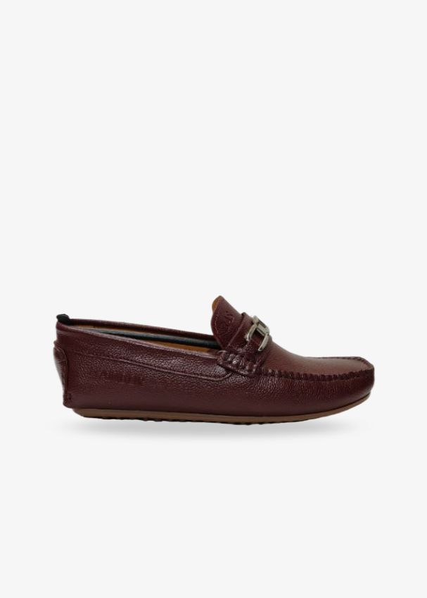 Maroon Milled Leather Slip-On Driving Shoe